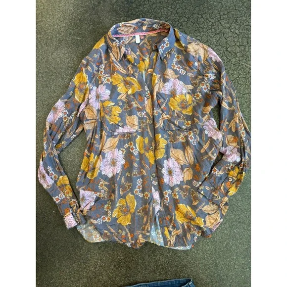 PiLCRO Floral Print Button Down Shirt Women's Size L Long Sleeve Boho - Picture 2 of 7